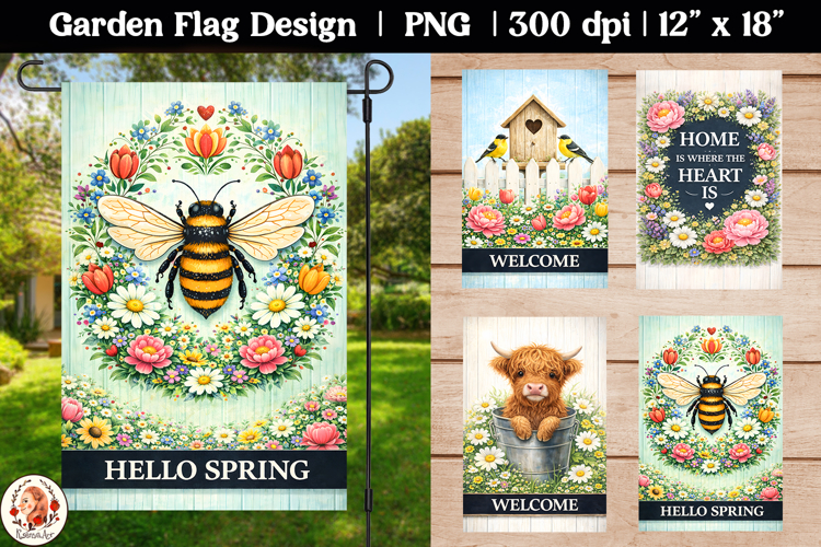 Spring Welcome Bumble Bee Garden Flag