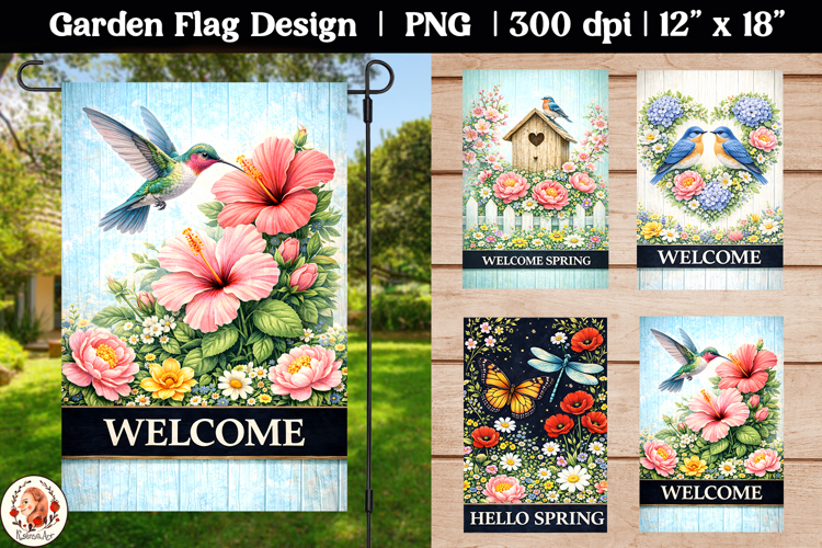 Spring Welcome Birds and flowers Garden Flag