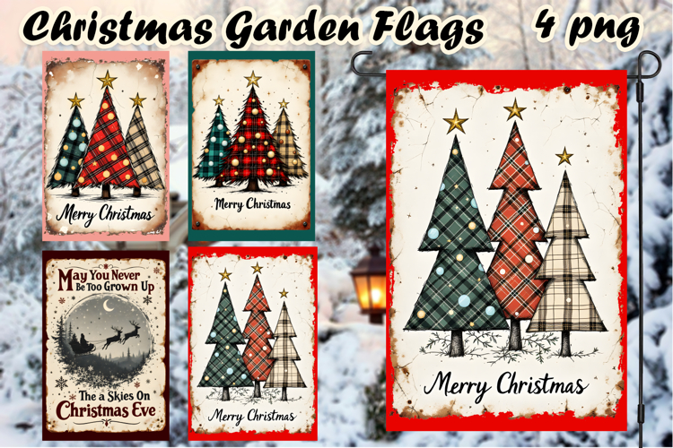 Winter Garden Flag Welcome | christmas tree Garden Flag