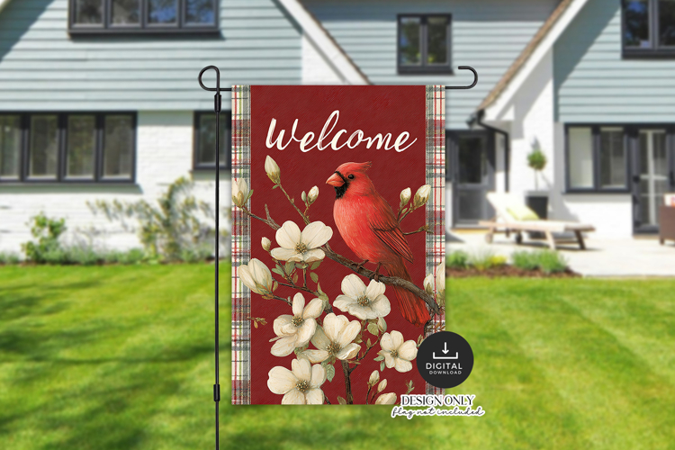 Cardinal Garden Flag Sublimation PNG