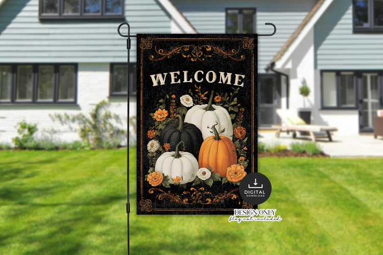 Halloween Gothic Pumpkin Garden Flag PNG