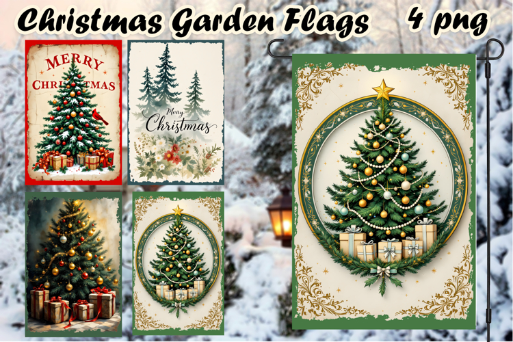 Winter Garden Flag Welcome | christmas tree Garden Flag
