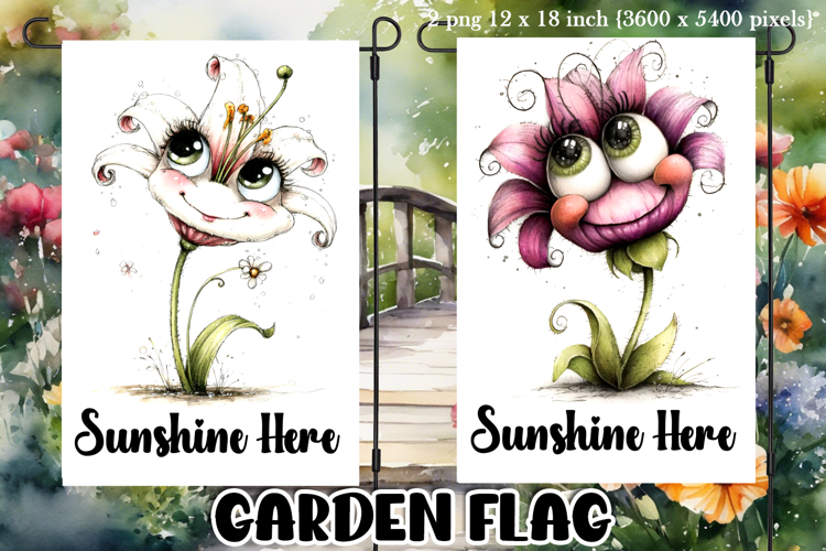 Garden greeting flag, sublimation, summer cheerful flowers
