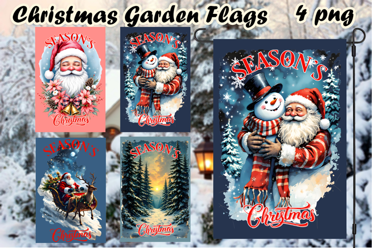 Winter Garden Flag Welcome | Santa claus Garden Flag