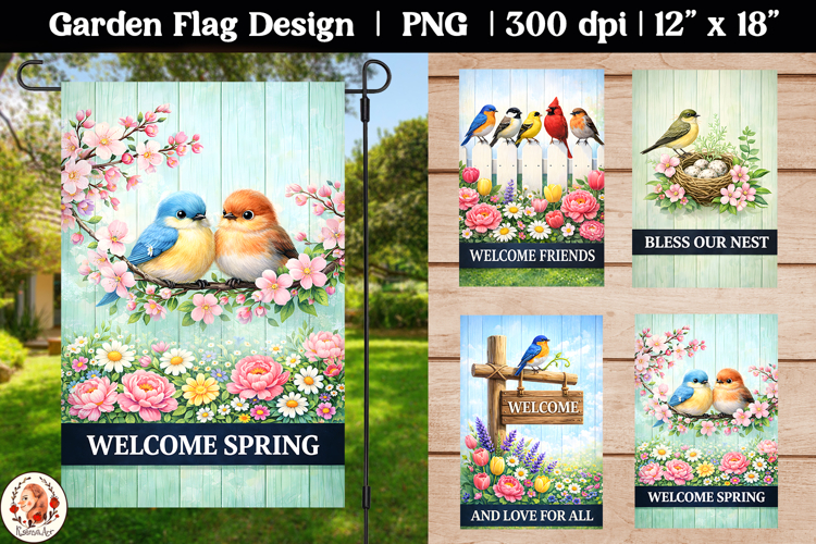Spring Welcome Birds Garden Flag