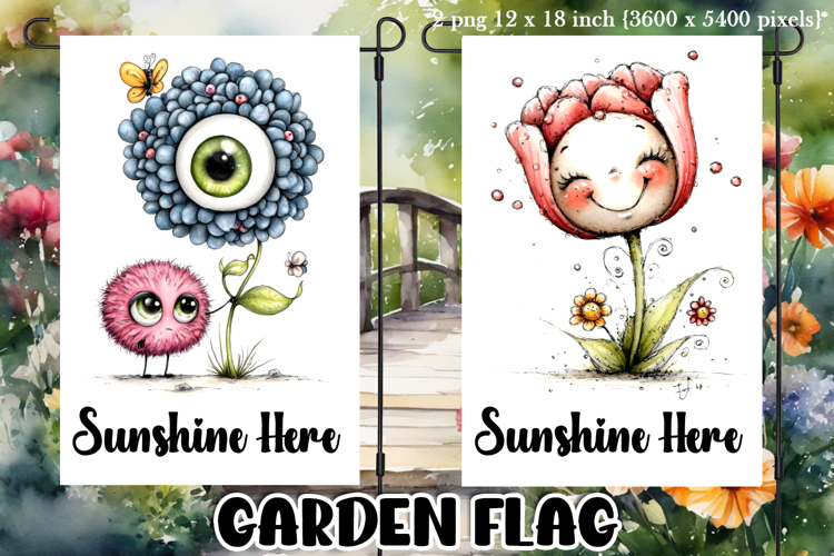 Garden greeting flag, sublimation, summer cheerful flowers
