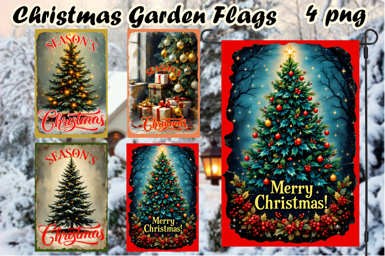 Winter Garden Flag Welcome | Santa claus Garden Flag