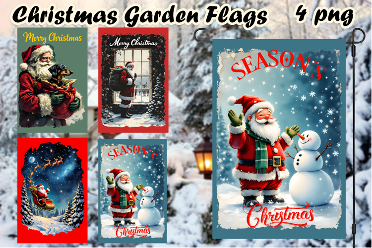 Winter Garden Flag Welcome | Santa claus Garden Flag