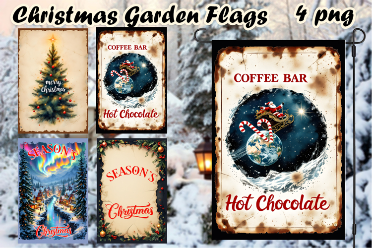 Winter Garden Flag Welcome | Santa claus Garden Flag