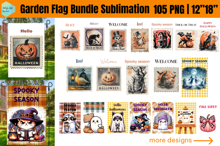 Garden Flag Sublimation designs | Halloween Bundle