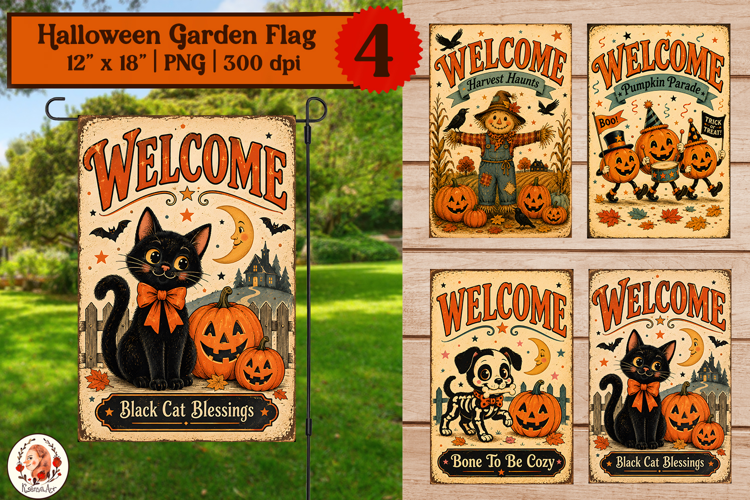 Vintage Halloween garden flag