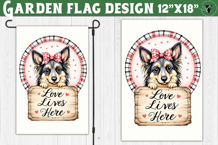 Dog Garden flag | Farmhouse | Love Lives Here example image 1
