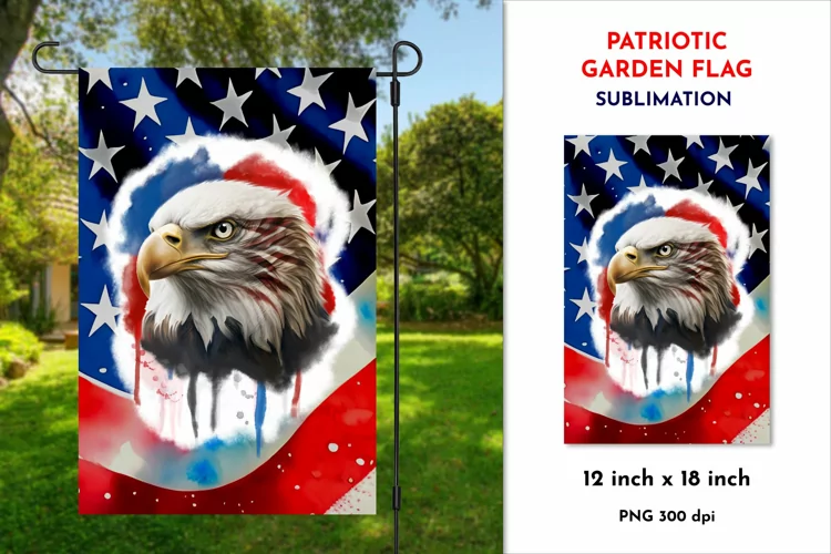 Garden flag sublimation designs. Eagle head silhouette PNG