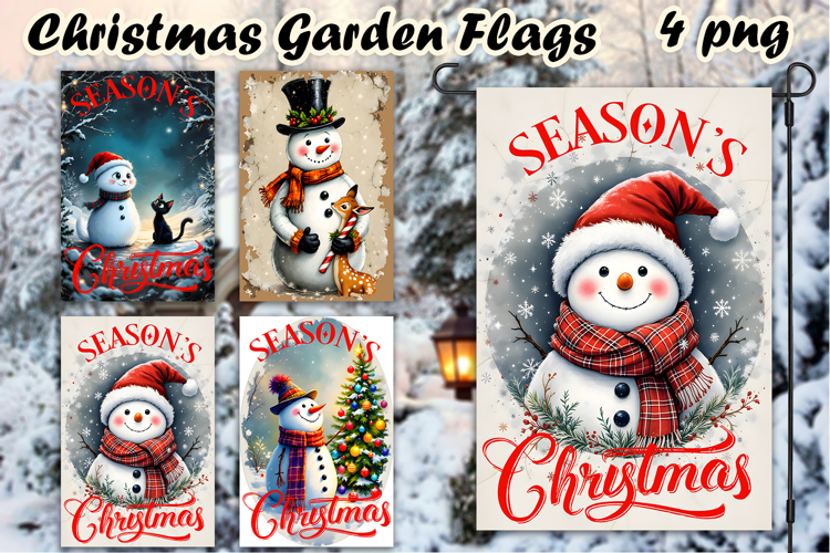 Christmas Garden Flag Welcome | Winter Snowman Garden Flag
