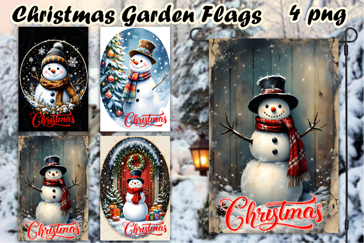 Christmas Garden Flag Welcome | Winter Snowman Garden Flag