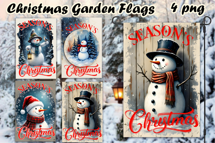 Christmas Garden Flag Welcome | Winter Snowman Garden Flag