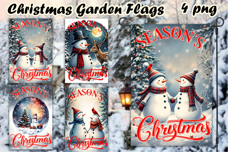 Christmas Garden Flag Welcome | Winter Snowman Garden Flag