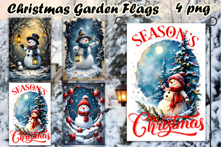 Christmas Garden Flag Welcome | Winter Snowman Garden Flag