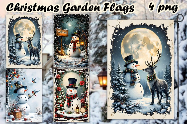 Christmas Garden Flag Welcome | Winter Snowman Garden Flag
