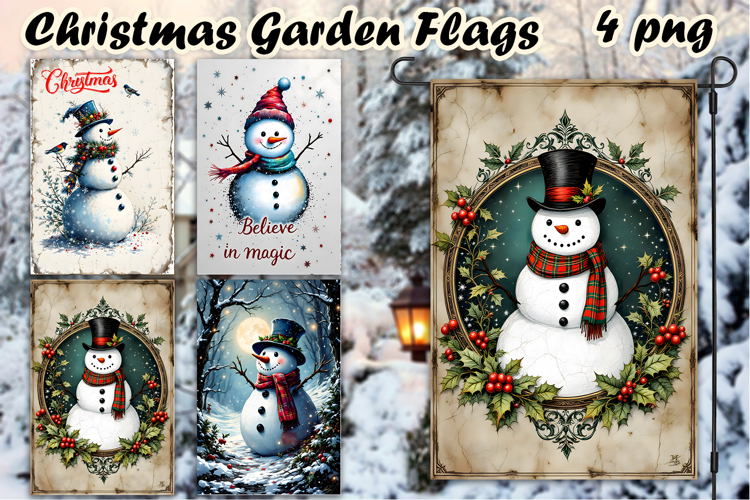 Christmas Garden Flag Welcome | Winter Snowman Garden Flag