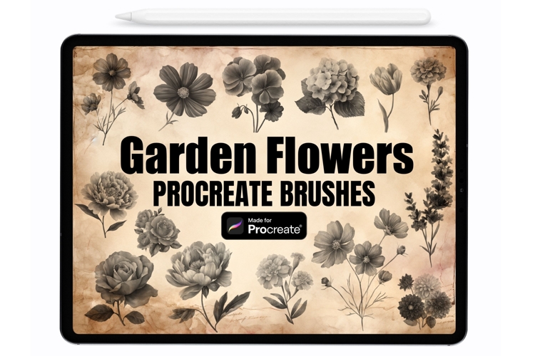 Garden Flowers Procreate Stamps | Procreate Brushes