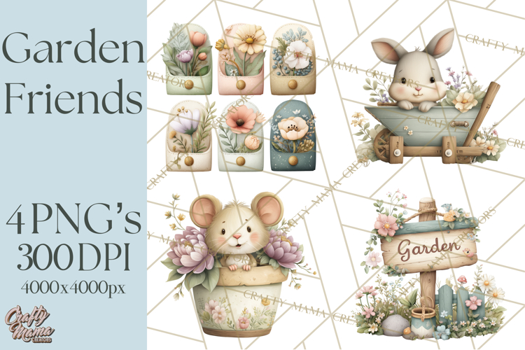 Garden Friends Clipart, Spring Animals Clip Art PNG