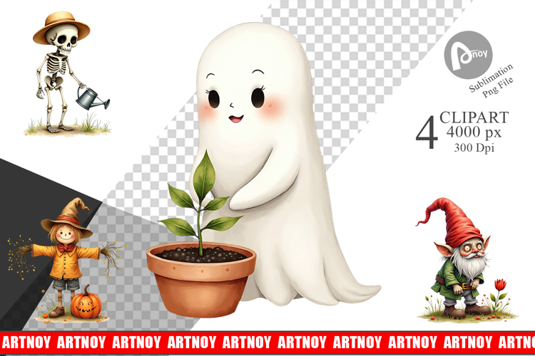 Clipart Watercolor Garden Ghouls