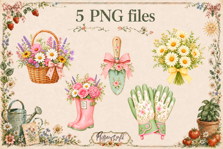Garden Girl Designs | Cottage Garden Floral Clipart
