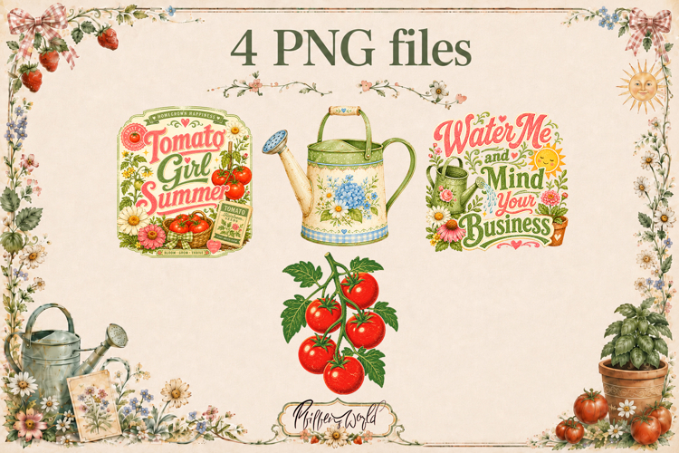 Garden Girl Designs | Plant Lover | Tomato Girl Summer PNG