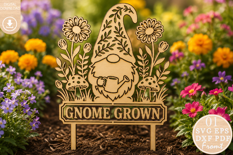 Garden Gnome Sign Laser Cut SVG
