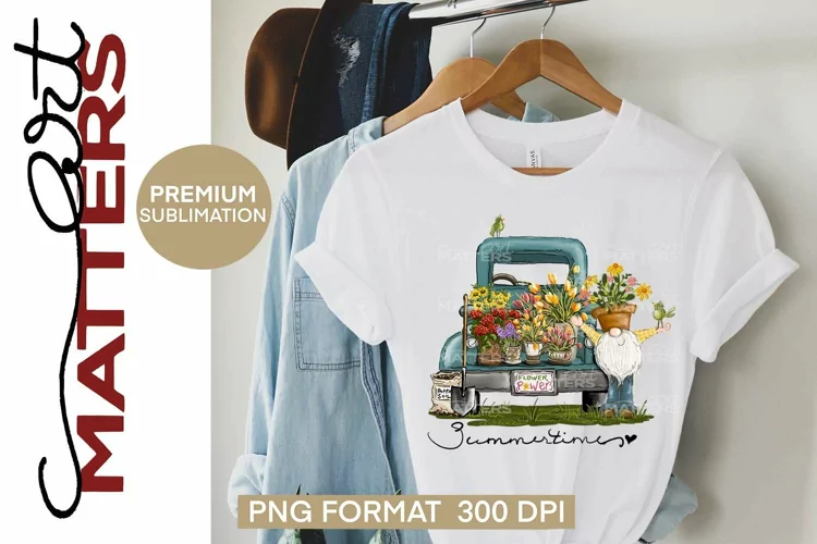 Garden Gnome Vintage Truck - Hand Painted - 300 DPI