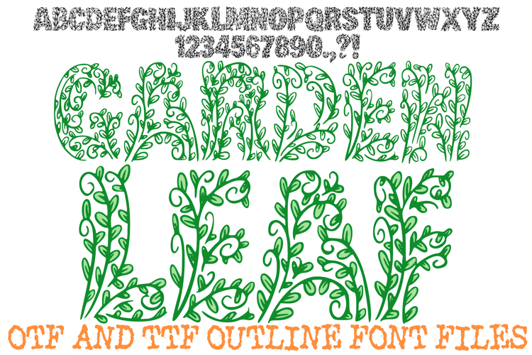 Garden Leaf Font Spring Floral Vine Lettering ABC OTF Type