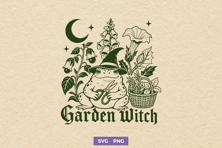 Garden Witch SVG PNG, Frog Witch Poisonous Plant Botanical