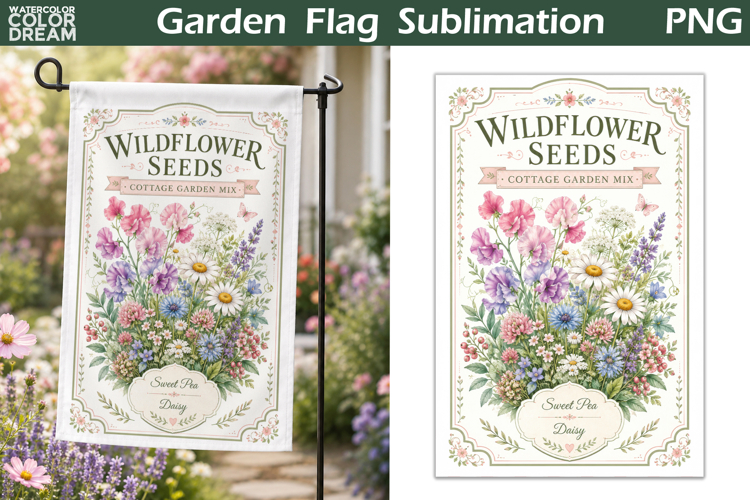 Wildflower Seeds Flag | Cottage Garden Sublimation