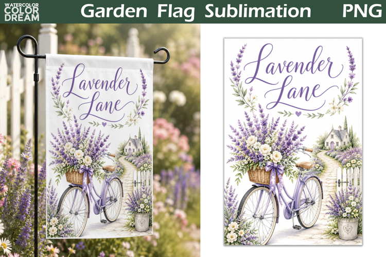 Lavender Lane Flag | Cottage Garden Sublimation
