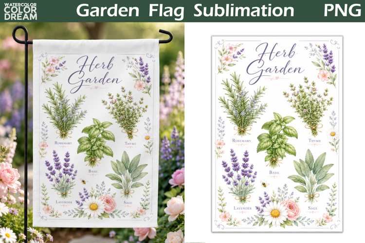 Herb Garden Flag | Botanical Herb Sublimation