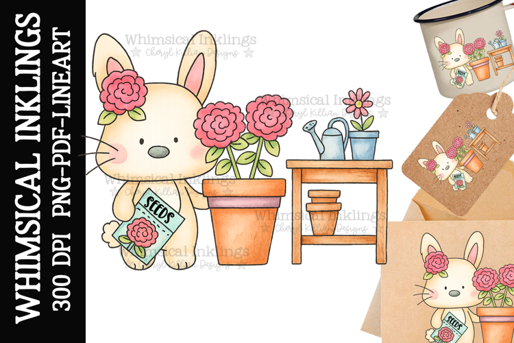 Garden Bunny Sublimation Clipart