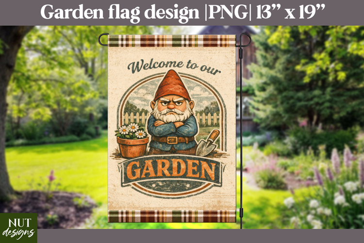 Welcome Gnome Garden Flag farmhouse garden flag png