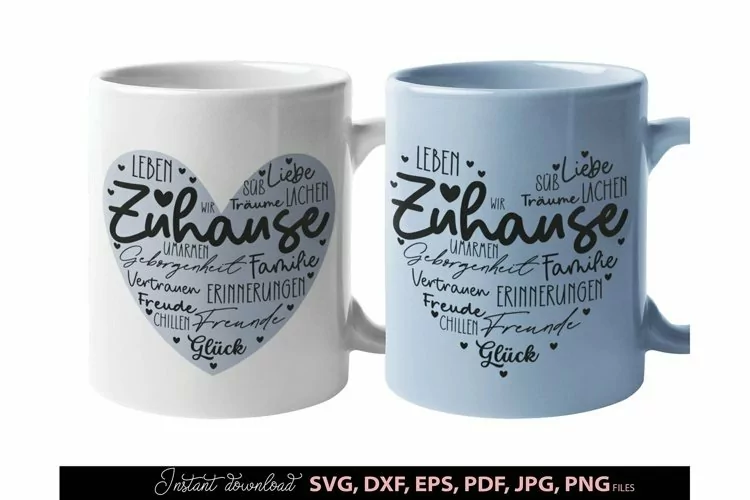 German zuhause poster quotes plotter file SVG PNG DXF herz