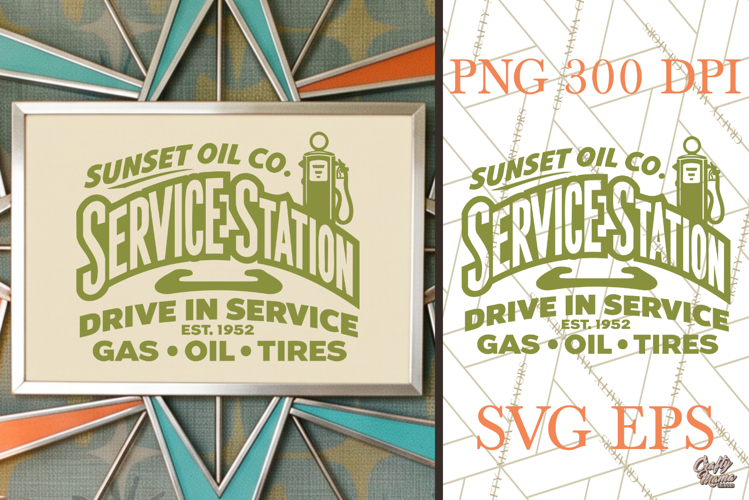 Retro Gas Station SVG PNG Atomic Age Roadside