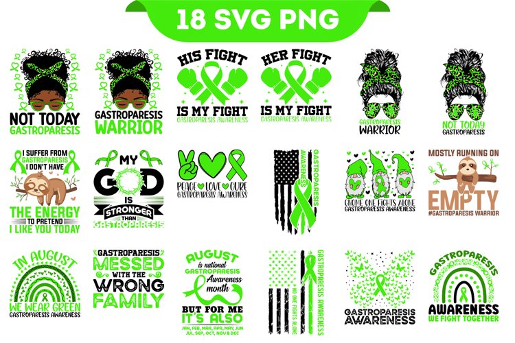Gastroparesis Awareness Svg Png Bundle, Green Ribbon Svg example image 1