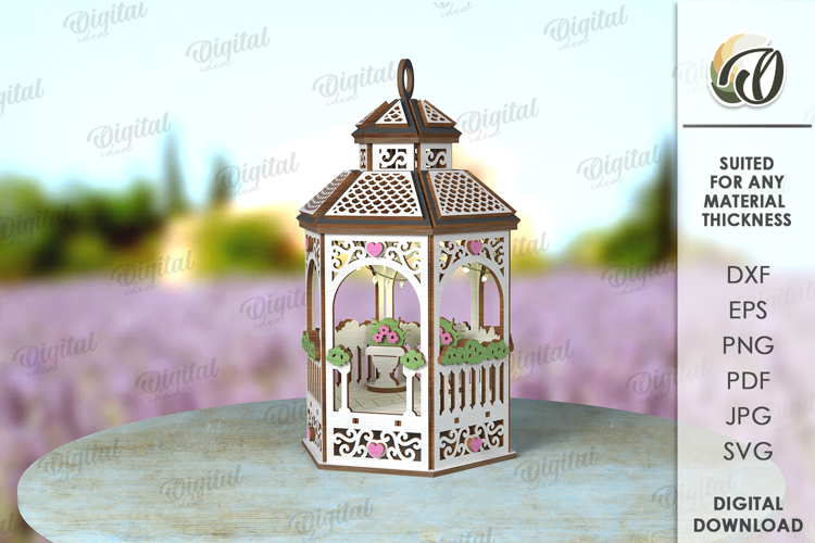 3D Gazebo lantern Laser Cut. Home Decor SVG example image 1