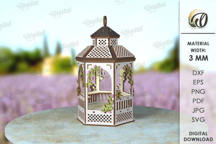 3D Gazebo lantern Laser Cut. Home Decor SVG