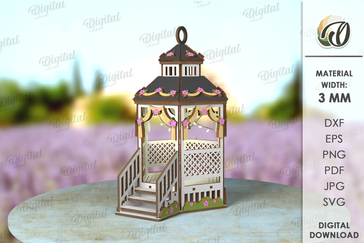 3D Gazebo lantern Laser Cut. Home Decor SVG