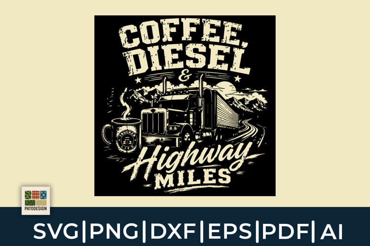 Coffee Diesel Highway Miles SVG