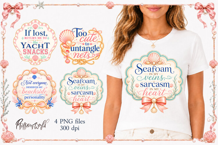 Girly Coastal Funny Quotes PNG | Sarcastic Designs example image 1