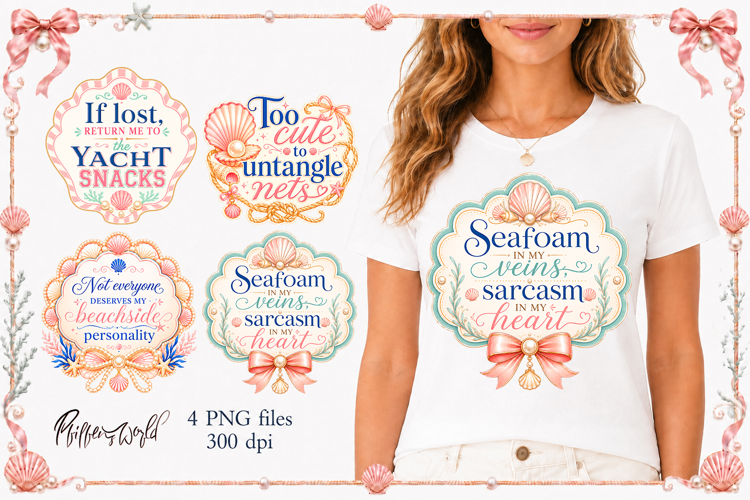 Girly Coastal Funny Quotes PNG | Sarcastic Designs