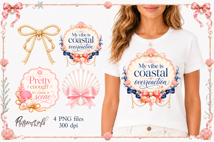 Girly Coastal Funny Quotes PNG | Ironic Feminine Designs
