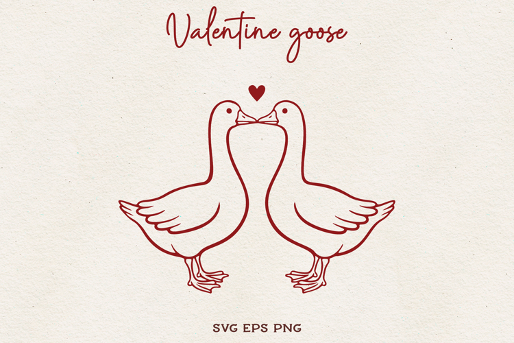 Valentine Goose SVG | Cute Love Goose Line Art SVG PNG