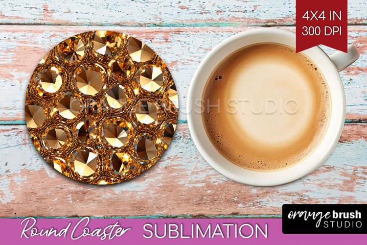 Gem Round Coaster - Crystal Coaster PNG Sublimation